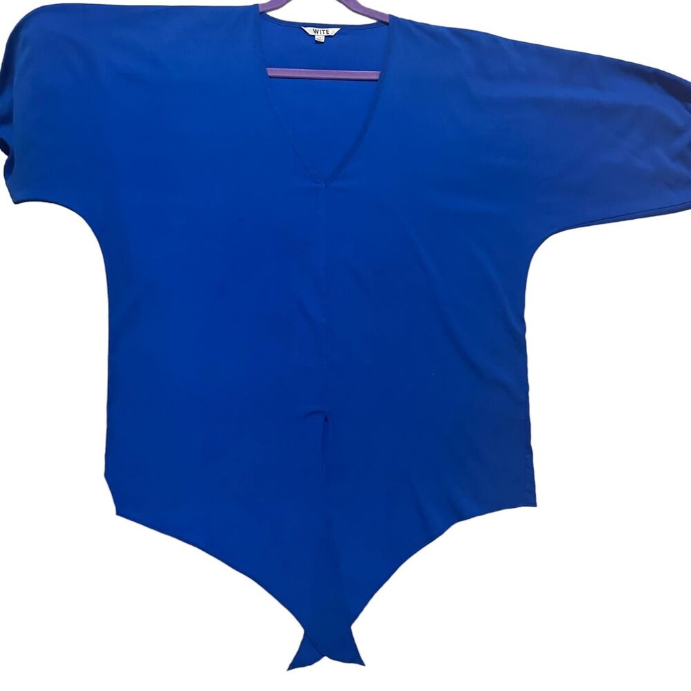Royal‎ Blue Wite Blouse Tie Front